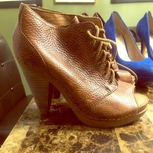 Lucky Brand Brown Leather Platform Heels